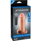 Телесная вибронасадка с кольцом  Vibrating Real Feel 1 Extension - 14 см. - Pipedream - в Волгодонске купить с доставкой