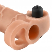 Телесная вибронасадка с кольцом Vibrating Real Feel 2 Extension - 16 см. - Pipedream - в Волгодонске купить с доставкой