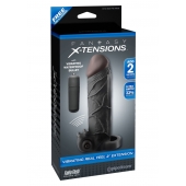 Чёрная вибронасадка с кольцом Vibrating Real Feel 2 Extension - 16 см. - Pipedream - в Волгодонске купить с доставкой