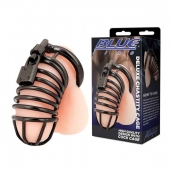 Черная металлическая клетка с замком Deluxe Chastity Cage - BlueLine - купить с доставкой в Волгодонске