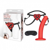 Красный поясной фаллоимитатор Red Heart Strap on Harness   5in Dildo Set - 12,25 см. - Lux Fetish - купить с доставкой в Волгодонске