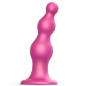 Розовая насадка Strap-On-Me Dildo Plug Beads size S - Strap-on-me - купить с доставкой в Волгодонске
