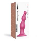 Розовая насадка Strap-On-Me Dildo Plug Beads size L - Strap-on-me - купить с доставкой в Волгодонске