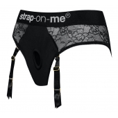 Черные трусики для насадок Diva Lingerie Harness - size L - Strap-on-me - купить с доставкой в Волгодонске