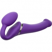 Фиолетовый безремневой вибрострапон Vibrating Bendable Strap-On - size L - Strap-on-me - купить с доставкой в Волгодонске