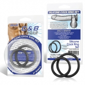 Набор из двух черных силиконовых колец разного диаметра SILICONE COCK RING SET - BlueLine - в Волгодонске купить с доставкой