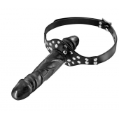 Черный кляп-фаллоимитатор Double Penis Gag - Fetish Tentation - купить с доставкой в Волгодонске