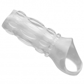 Насадка на пенис с кольцом для мошонки Clear Sensations Enhancer Sex Sleeve - 11,5 см. - XR Brands - в Волгодонске купить с доставкой