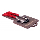 Металлические зажимы на соски с красными замшевыми кисточками - Crazy Handmade - купить с доставкой в Волгодонске