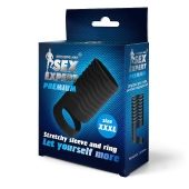 Черная открытая насадка на пенис с кольцом для мошонки XXXL-size - 9,9 см. - Sex Expert - в Волгодонске купить с доставкой