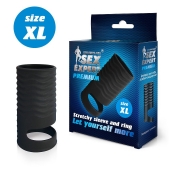 Черная открытая насадка на пенис с кольцом для мошонки XL-size - 8,9 см. - Sex Expert - в Волгодонске купить с доставкой