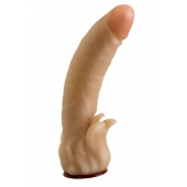 Телесная гелевая насадка-фаллос с клиторальными лепестками - 18,5 см. - LOVETOY (А-Полимер) - купить с доставкой в Волгодонске