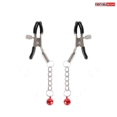 Серебристые зажимы на соски с шариками на цепочках - Notabu - купить с доставкой в Волгодонске