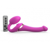 Ярко-розовый безремневой страпон Multi Orgasm Size S с клиторальной стимуляцией - Strap-on-me - купить с доставкой в Волгодонске