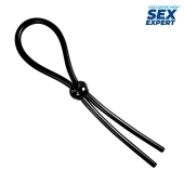 Черное силиконовое лассо с шариком для утяжки - Sex Expert - в Волгодонске купить с доставкой