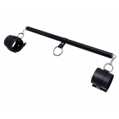 Черная распорка для ног с кожаными манжетами - Pecado - купить с доставкой в Волгодонске