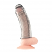 Текстурированная насадка на пенис Clear Textured Penis Enhancing Sleeve Extension - 16,5 см. - BlueLine - в Волгодонске купить с доставкой