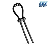 Черное эрекционное кольцо со стимулирующими бусинами - Sex Expert - в Волгодонске купить с доставкой