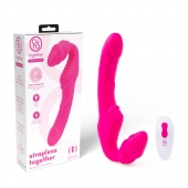 Розовый безремневой страпон на радиоуправлении Strapless Together - 22 см. - Together Toy - купить с доставкой в Волгодонске