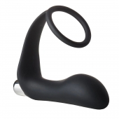 Черное эрекционное кольцо с вибропробкой Vibrating Anal Plug With Cockring - Dream Toys - в Волгодонске купить с доставкой