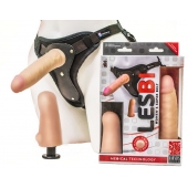 Телесный страпон Harness LESBI с вагинальной пробкой - 16,5 см. - LOVETOY (А-Полимер) - купить с доставкой в Волгодонске