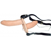 Телесный женский страпон с вагинальной пробкой Strap-On Duo - 15 см. - Orion - купить с доставкой в Волгодонске