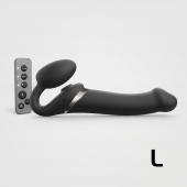 Черный безремневой страпон Multi Orgasm Size L с клиторальной стимуляцией - Strap-on-me - купить с доставкой в Волгодонске