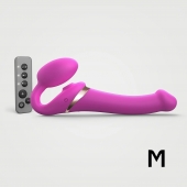 Ярко-розовый безремневой страпон Multi Orgasm Size M с клиторальной стимуляцией - Strap-on-me - купить с доставкой в Волгодонске