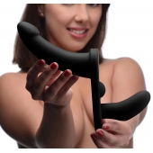 Черный вибрострапон Double Take 10X Double Penetration Vibrating Strap-on Harness - XR Brands - купить с доставкой в Волгодонске