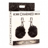 Зажимы для сосков с черным помпонами Pom Pom Nipple Clamps - XR Brands - купить с доставкой в Волгодонске