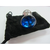 Анальное украшение BUTT PLUG  Small с синим кристаллом - 7 см. - Anal Jewelry Plug - купить с доставкой в Волгодонске