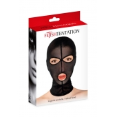Черная сетчатая маска на голову с отверстиями для глаз и рта - Fetish Tentation - купить с доставкой в Волгодонске
