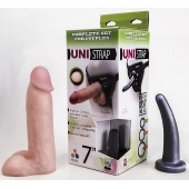 Страпон-унисекс с двумя насадками UNI strap 7  Harness - 19 и 16 см. - LOVETOY (А-Полимер) - купить с доставкой в Волгодонске