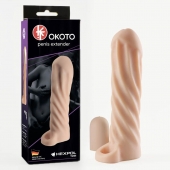 Телесная насадка-удлинитель Okoto со спиралевидным рельефом - 16 см. - Sitabella - в Волгодонске купить с доставкой