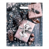 Новогодний пакет с принтом в виде подарков и вырубной ручкой (45х38 см) - Сима-Ленд - купить с доставкой в Волгодонске