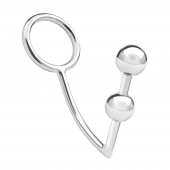 Кольцо на пенис с анальным стимулятором Two Bead Stainless Steel Anal Hook   Cock Ring - BlueLine - в Волгодонске купить с доставкой