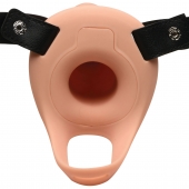 Телесный полый страпон 2  Erection 28X Smooth Vibrating Silicone Penis Sheath - 16 см. - XR Brands - купить с доставкой в Волгодонске