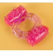 Фиолетовое виброкольцо с двумя вибропульками - Toyfa Basic - в Волгодонске купить с доставкой