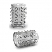 Прозрачная насадка с шипами и шишечками STAY HARD COCK SLEEVE 03 CLEAR - Blush Novelties - в Волгодонске купить с доставкой