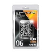 Прозрачная насадка с объёмными чёрточками STAY HARD COCK SLEEVE 06 CLEAR - Blush Novelties - в Волгодонске купить с доставкой