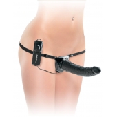 Черный страпон с вагинальной пробкой Deluxe Vibrating Penetrix Strap-On - 19 см. - Pipedream - купить с доставкой в Волгодонске