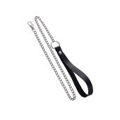 Поводок с ручкой из черной натуральной кожи и карабином для ошейника - Pecado - купить с доставкой в Волгодонске