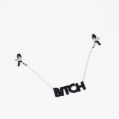 Зажимы на соски с кожаной подвеской Bitch - Crazy Handmade - купить с доставкой в Волгодонске