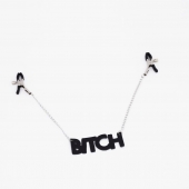 Зажимы на соски с кожаной подвеской Bitch - Crazy Handmade - купить с доставкой в Волгодонске