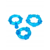 Набор из 3 синих эрекционных колец с различным рельефом - Erowoman-Eroman - в Волгодонске купить с доставкой