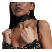 Черный ажурный чокер с золотистой фурнитурой - Crazy Handmade - купить с доставкой в Волгодонске