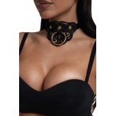 Черный чокер с клепками и золотистой фурнитурой - Crazy Handmade - купить с доставкой в Волгодонске