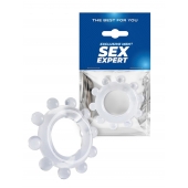 Прозрачное эрекционное кольцо со стимулирующими шариками - Sex Expert - в Волгодонске купить с доставкой