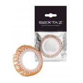 Эрекционное кольцо с бежевыми «ресничками» - Sextaz - в Волгодонске купить с доставкой