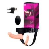 Женский страпон с 2 насадками, вибрацией и пультом ДУ - Erowoman-Eroman - купить с доставкой в Волгодонске